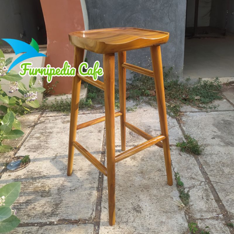 KURSI BAR MINIMALIS || KURSI BAR KAYU JATI SOLID || FREE CUSTOM || FURNIPEDIA CAFE