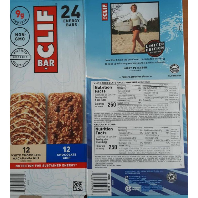 Clif bars nutrition label