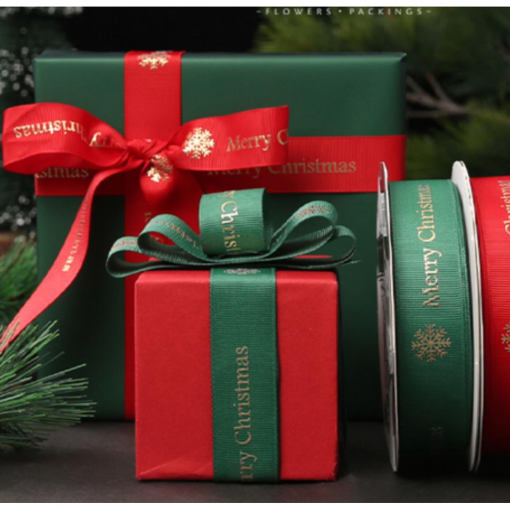 

Pita Natal / Gold Embossed Xmas Grosgrain Ribbon/ PIta Natal Murah/Pita Kado