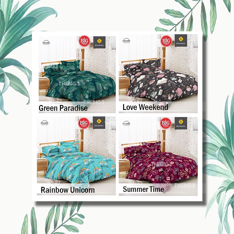 Bedcover + Sprei KENDRA 180x200 / 160x200 Arcadia Butterfly Blue Marocco Iris Marvel Naomi Arista Tsum Tsum Day Dream Cactus Love Spring Leaves Cherry Kiss Sweet Dream - King 180 160 Queen BC TBT