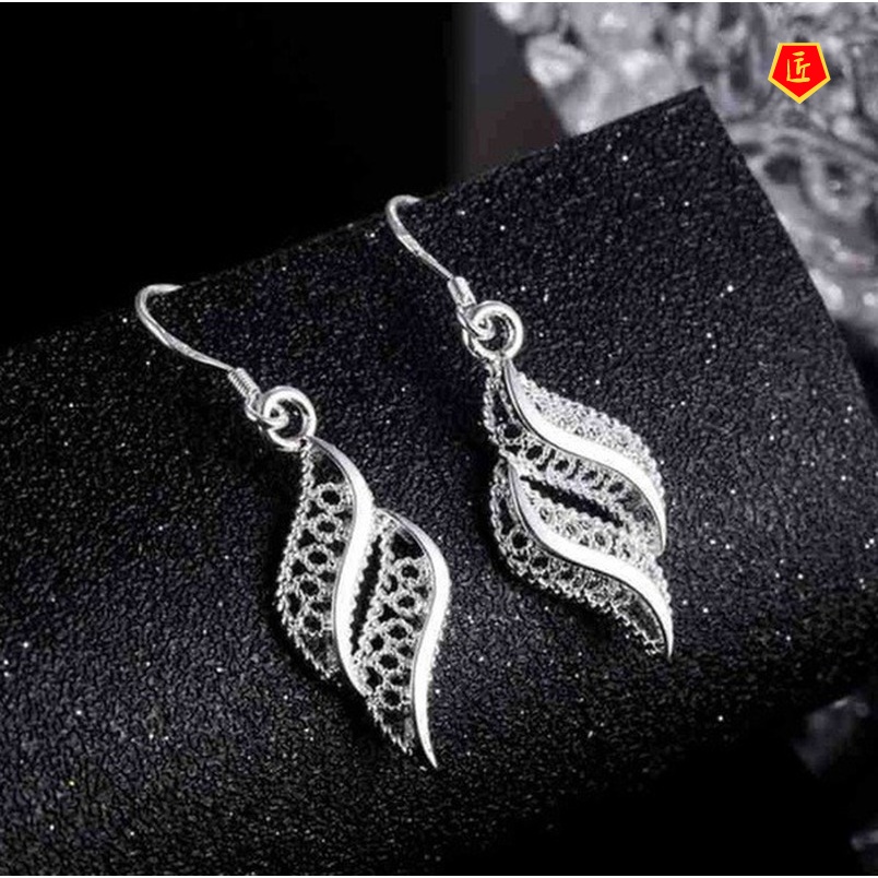 [Ready Stock]Female Geometric Soft Hollow Stud Earrings 925 Silver Fashion