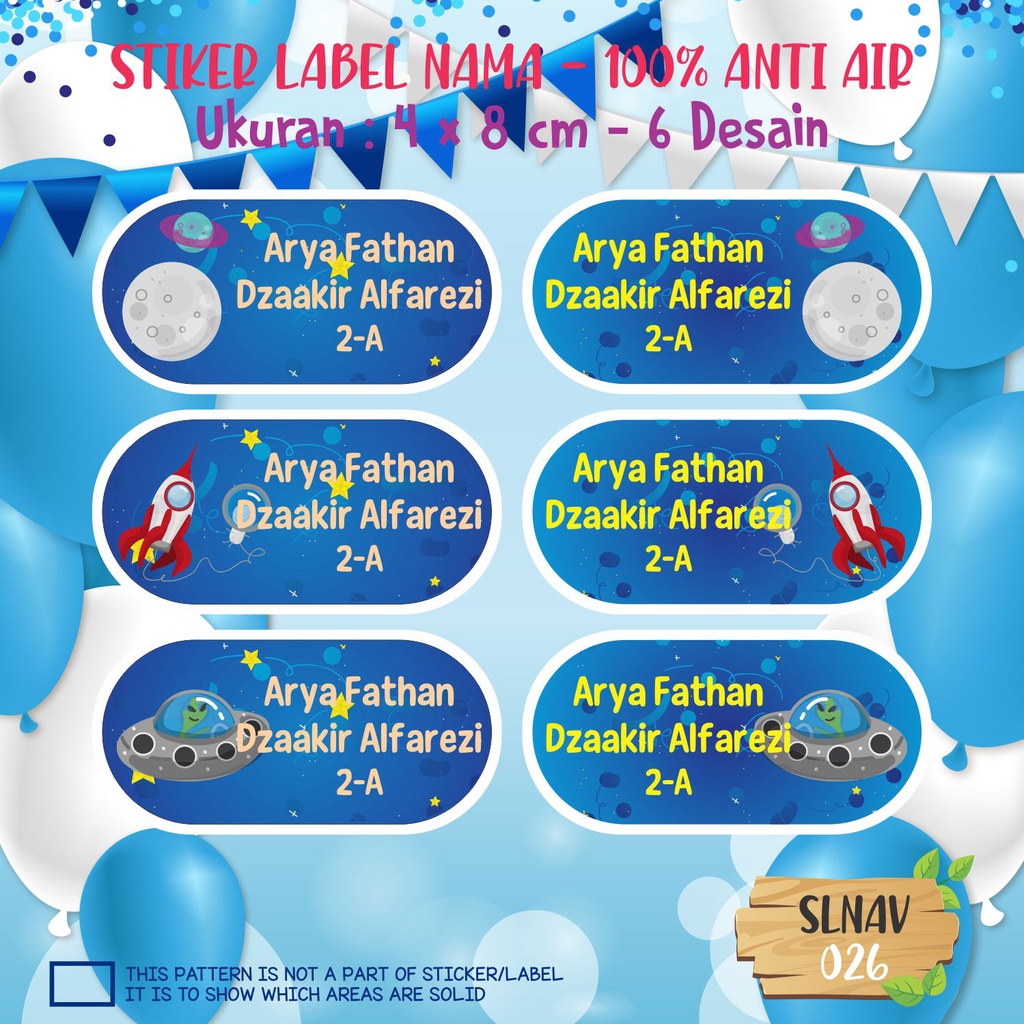 

sticker label nama anak kartun putri cute lucu princess super hero kupu-kupu SLNAV 026