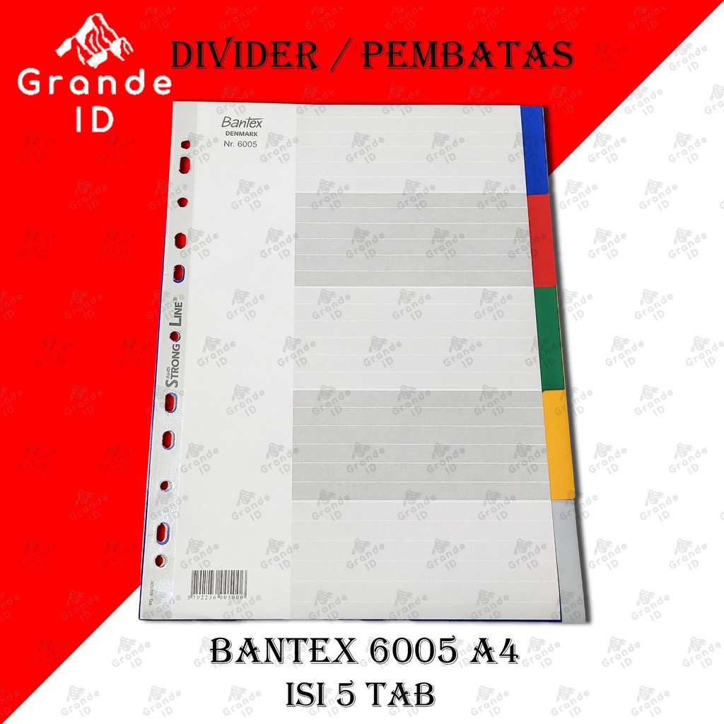 

DIVIDER BANTEX 6005 A4 ISI 5 TAB INDEX PEMBATAS FILE