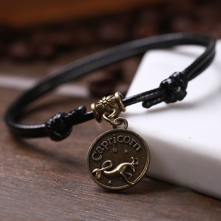 2022 Gelang Kaki Tali Hitam Gaya Vintage Bohemia Motif 12 Rasi Bintang Untuk Perhiasan Wanita