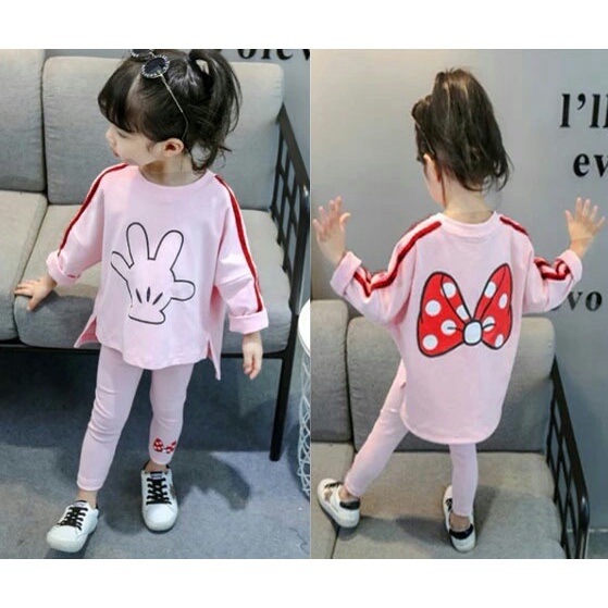 Baju anak perempuan baju panjang celana legging set MM 013 untuk anak umur 4-6 tahun MS