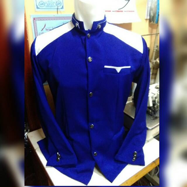 Jasko Polos Elegan Biru Komb Putih
