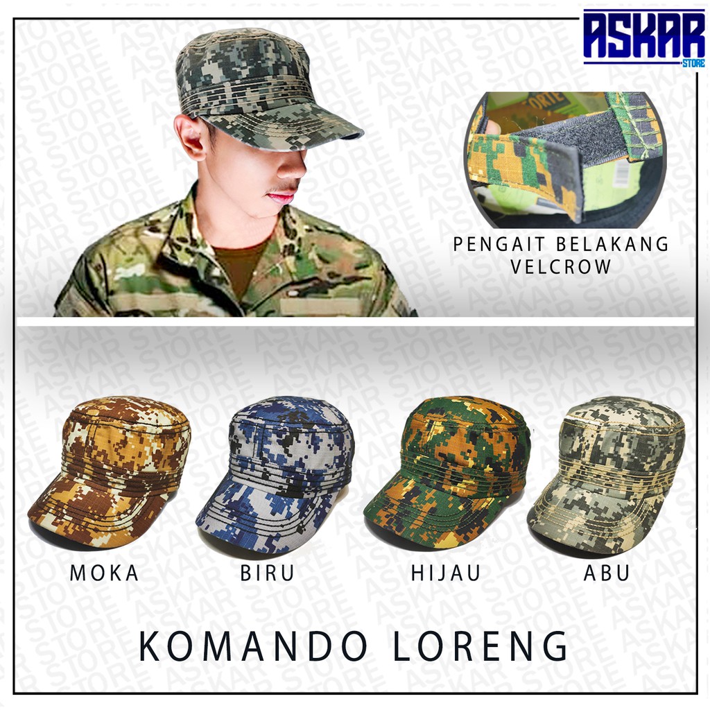 Topi Komando Loreng / Topi Militer Motif / Topi Tentara Loreng / Topi Loreng Komando / Topi Army