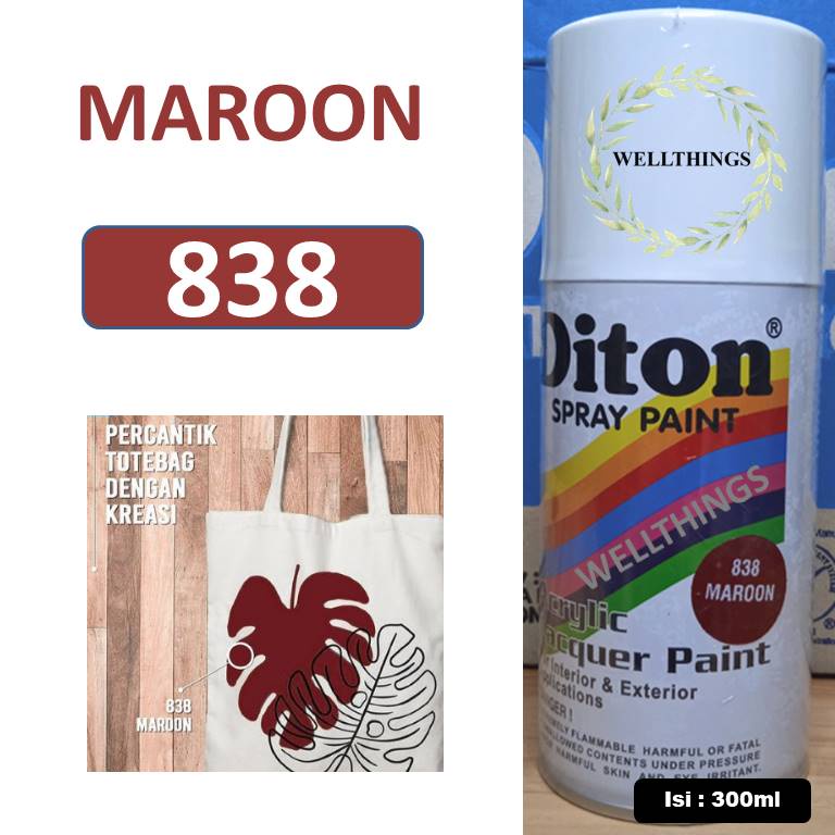 Cat Pilox Diton Maroon 838 300ml Warna Merah Marun Sepeda Motor Mobil Velg Mesin Helm