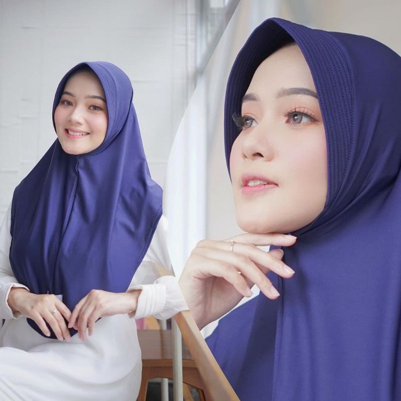 Hijab Jersey Bergo Khimar Pinguin / Hijab Bergo Hamidah Instan Oval / Jilbab Bergo Hamidah Pinguin