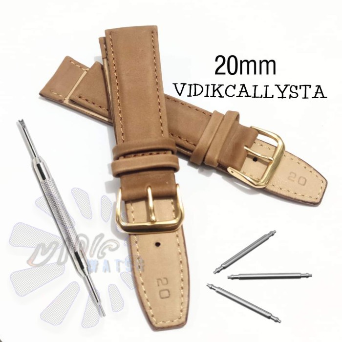 TALI JAM TANGAN KULIT BAGUS 20MM STRAP LEATHER 2 CM COKLAT BLUDRU