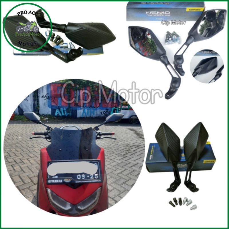 Spion Ducati Vario 160 Tangkai pendek Kaca Putih adv 160 Vario 160 Nmax Aerox Adv Pcx (COD)