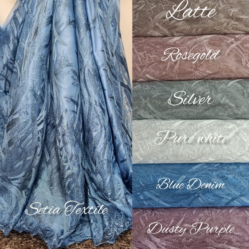 (Setia Textile) Brukat/ Tulle/Tille / Bahan Kebaya Kyoto New cocok untuk kebaya akad wisuda graduati