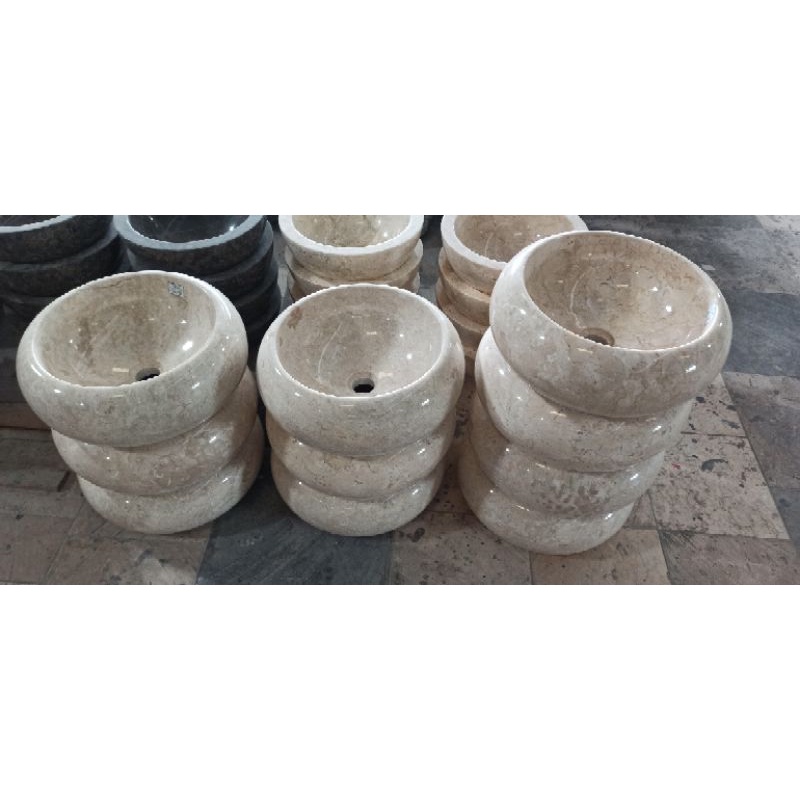 Wastafel batu marmer donat