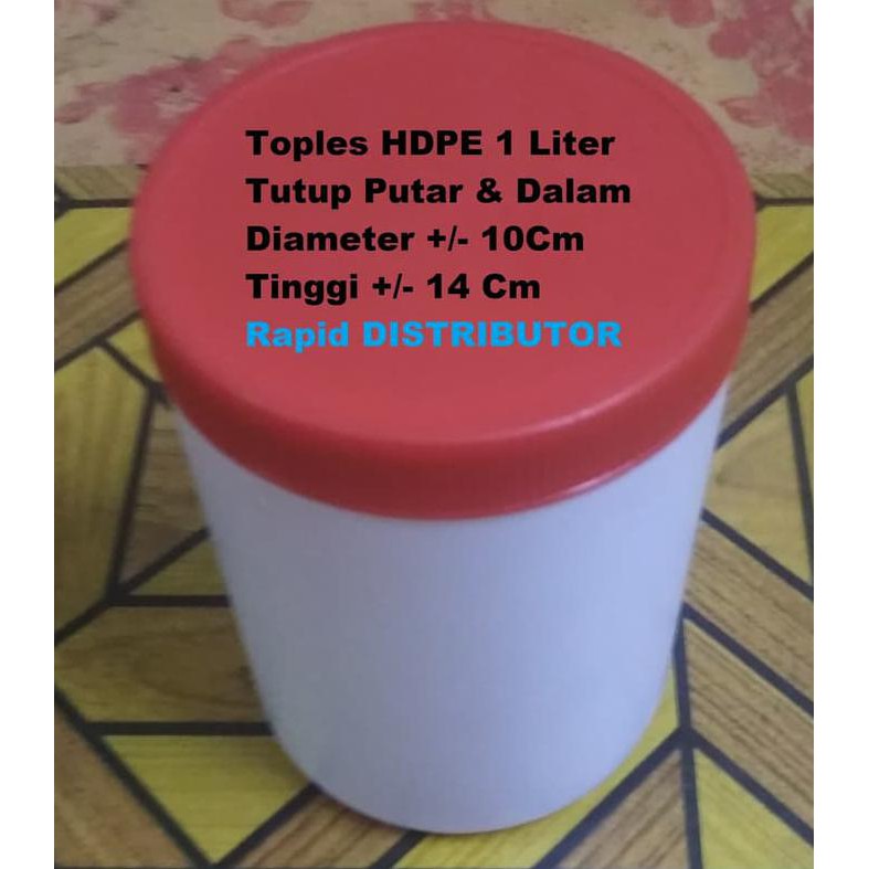 Buruan Beli] 6Pieces Toples Plastik Hdpe 1000Ml Putih Jar 1 Liter Tabung 1L 1000 Ml