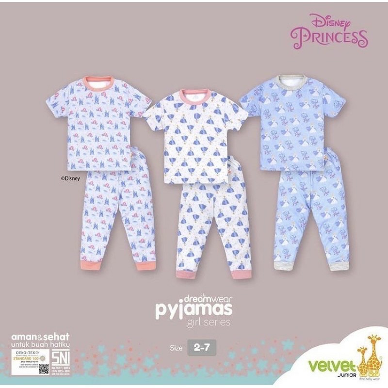 VELVET JUNIOR- 3 setel Baju  Lengan Pendek Celana Panjang