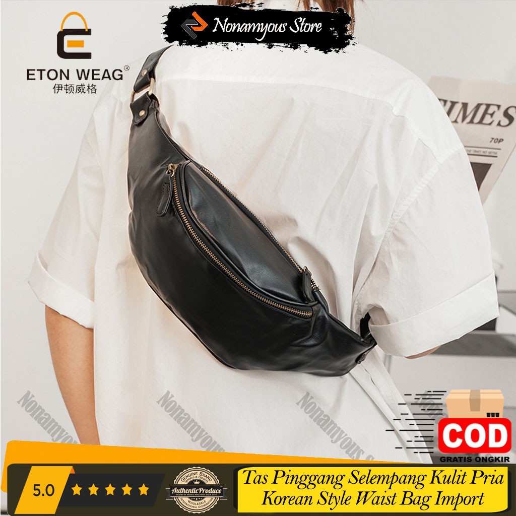 [ORIGINAL] ETONWEAG Tas Pinggang Kulit Selempang Pria Waist Bag Premium Leather Import