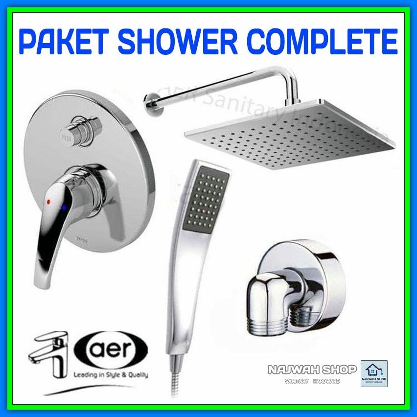 Shower Set Kran Tanam Toto TX404SDZ Wall & Hand Shower WS 19 & FSH 1C Paket Shower Panas Dingin