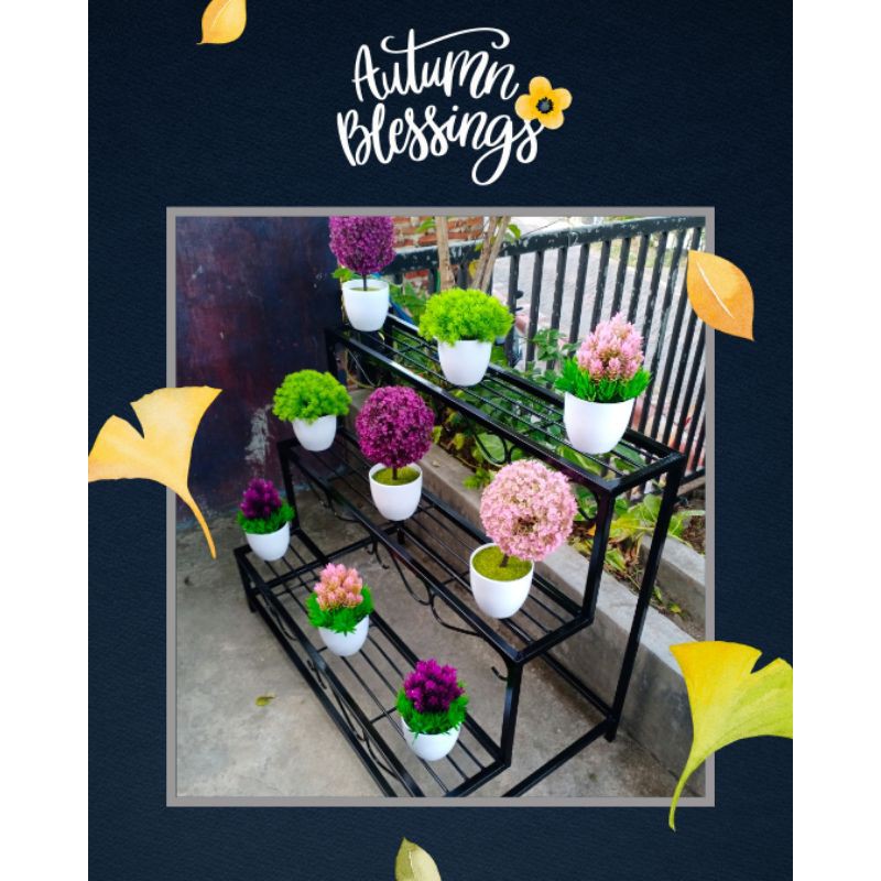 rak bunga full besi susun 3