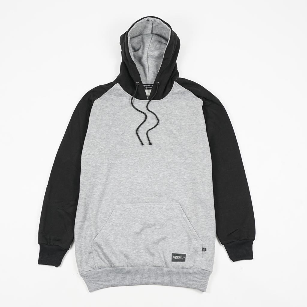 Dailyoutfits Hoodie Raglan Hitam Abu