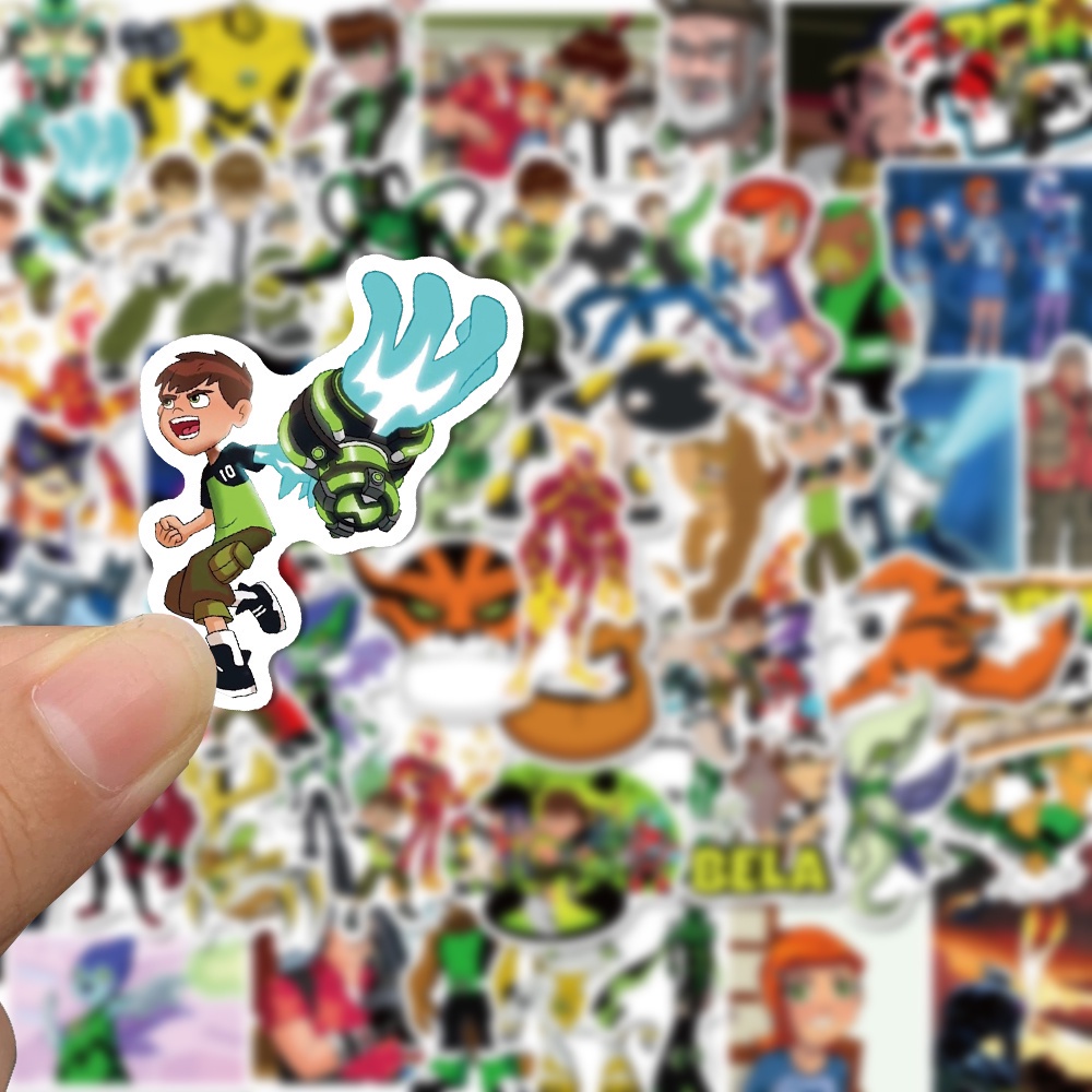 50Pcs Stiker Desain Kartun Anime Ben 10 Tahan Air Untuk Dekorasi Laptop Anak