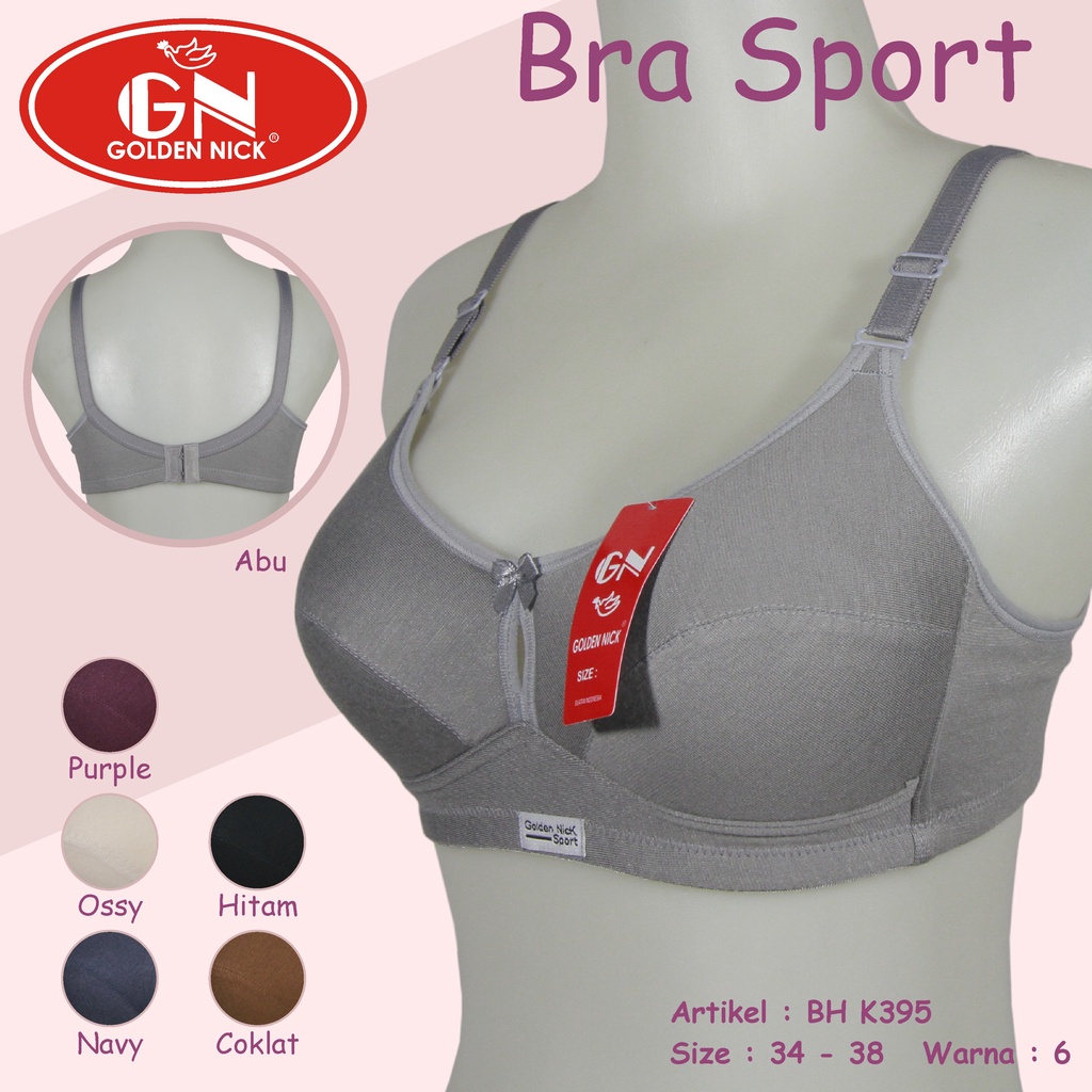 K544 - BRA/BH SPORT WANITA GOLDEN NICK BUSA TIPIS TANPA KAWAT DUA PENGAIT SIZE 36 - 34