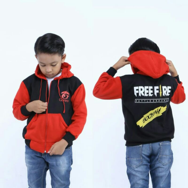 Harga (COD) Jaket anak karakter freefire Jaket hoodie anak hitam merah
fleece 2-10tahun