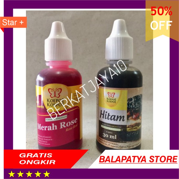 

Pewarna Koepoe koepoe food coloring kupu kupu Merah Rose Pink Hitam