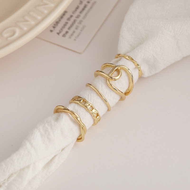 [5 Pcs Set Fashion Simple Metal Hollow Rings Set For Women] [ Ladies Round Opening Finger Ring] [Popular Women Jewelry]
