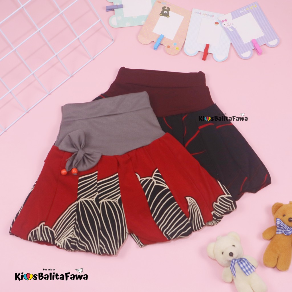 Celana Baloon uk 1-2 Tahun / Celana Anak Perempuan Murah Pita Polos Short Pants Pop Kids Pendek