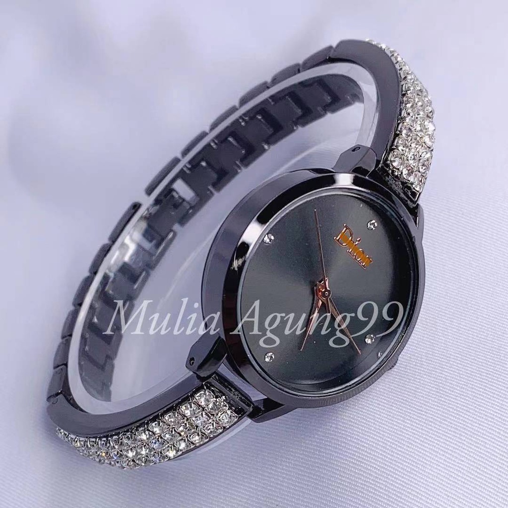 Jam Tangan Wanita Terbaru Rantai Plat Diamond Desain Mewah