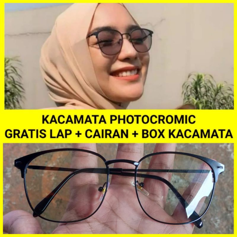 Kacamata Photocromic Antiradiasi Frame Besi Pria Wanita 5551