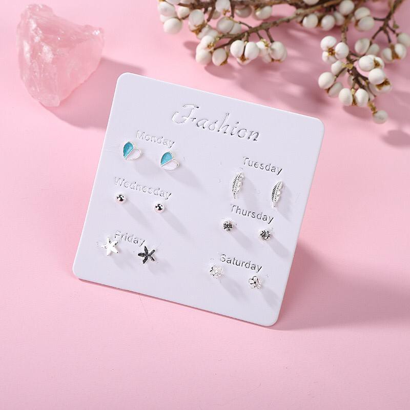 ⭐ JKTMART ⭐Anting Aksesoris Fashion Mutiara Earrings Wanita 6 Pasang Tusuk Simple COD A022-5