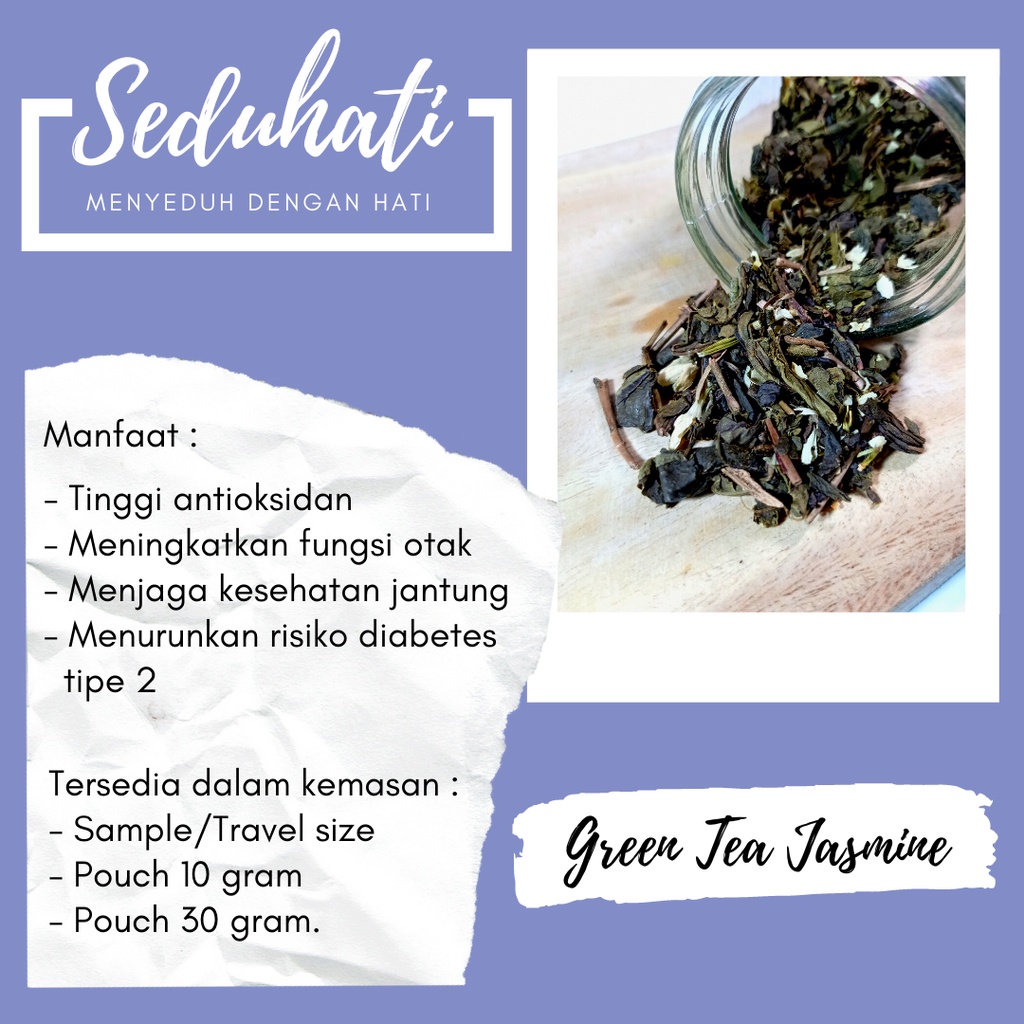 

Seduhati Green Tea Jasmine/ Teh Hijau dengan Bunga Melati/ Premium Herbal Tea/Tea Tube/ Tea Hampers/ Hampers Unik
