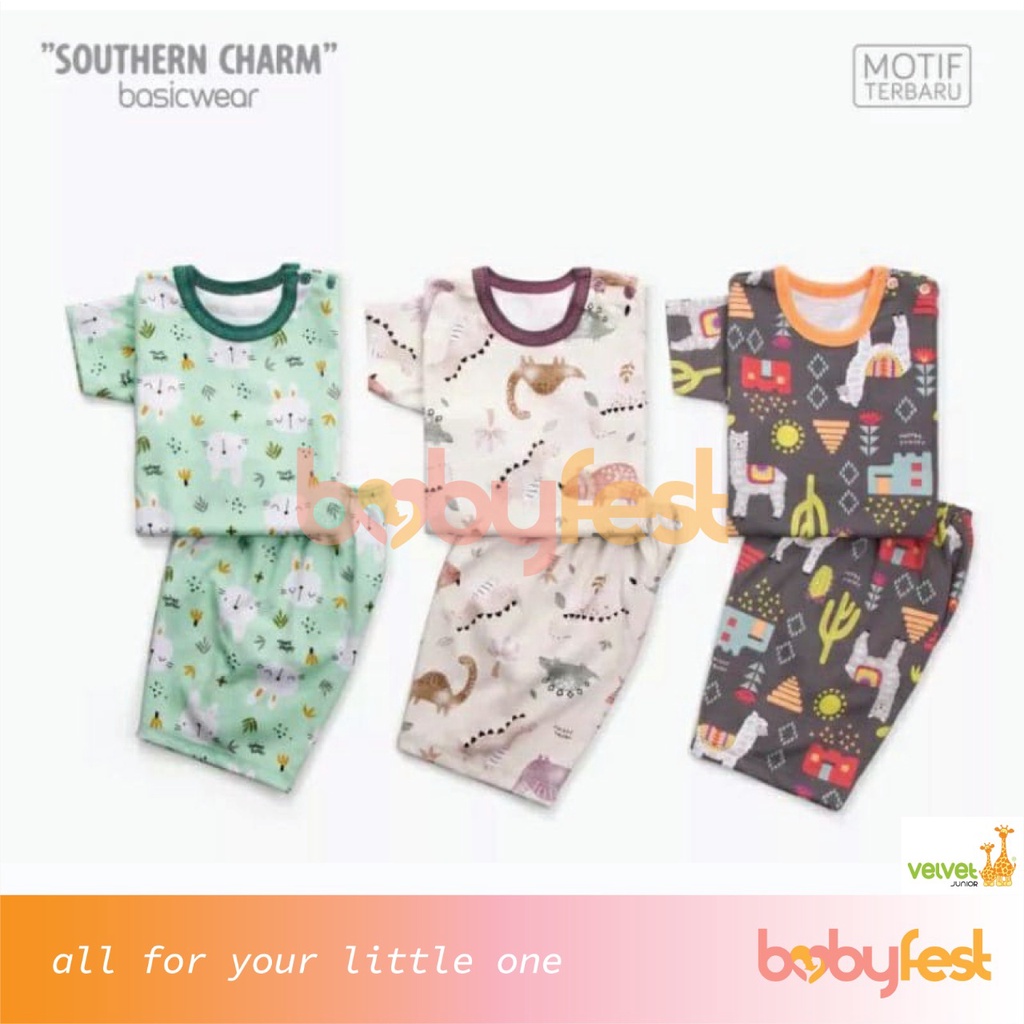 Velvet Junior Southern Charm Bunny Dino Alpaca Setelan Panjang  Setelan Pendek Jumper Size NB,S,M,L