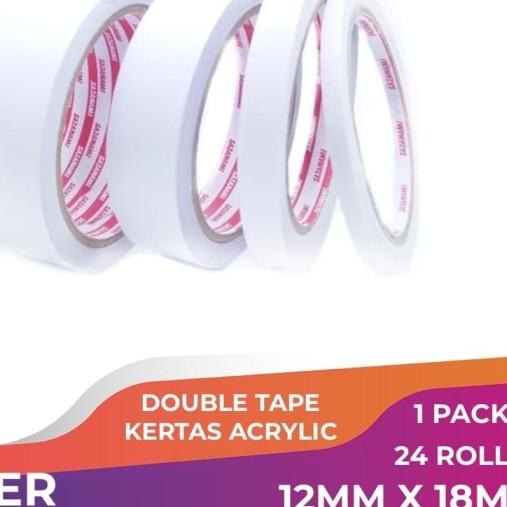 

➣ DOUBLE TAPE 12MM x 18 METER DOUBLETAPE KERTAS PUTIH SAZANAMI ISI 24ROL ☜