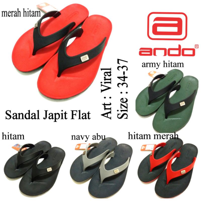 ANDO SANDAL JEPIT SANTAI UNISEX PEREMPUAN ANAK LAKILAKI REMAJA MURAH ANDO VIRAL SIZE 34-37 READY 5 WARNA