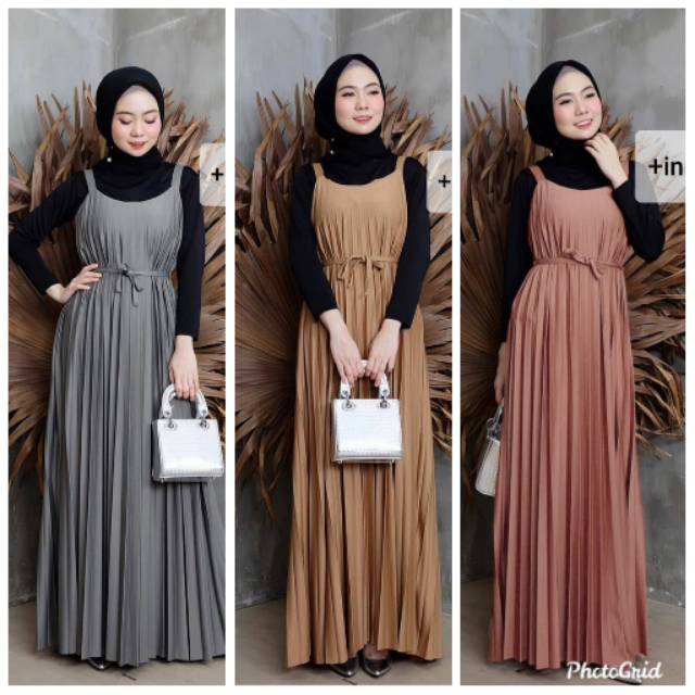 LG set overal ranti bahan crepe prisket ld118cm pjg 135cm+obi pisah+inner spandek kaos