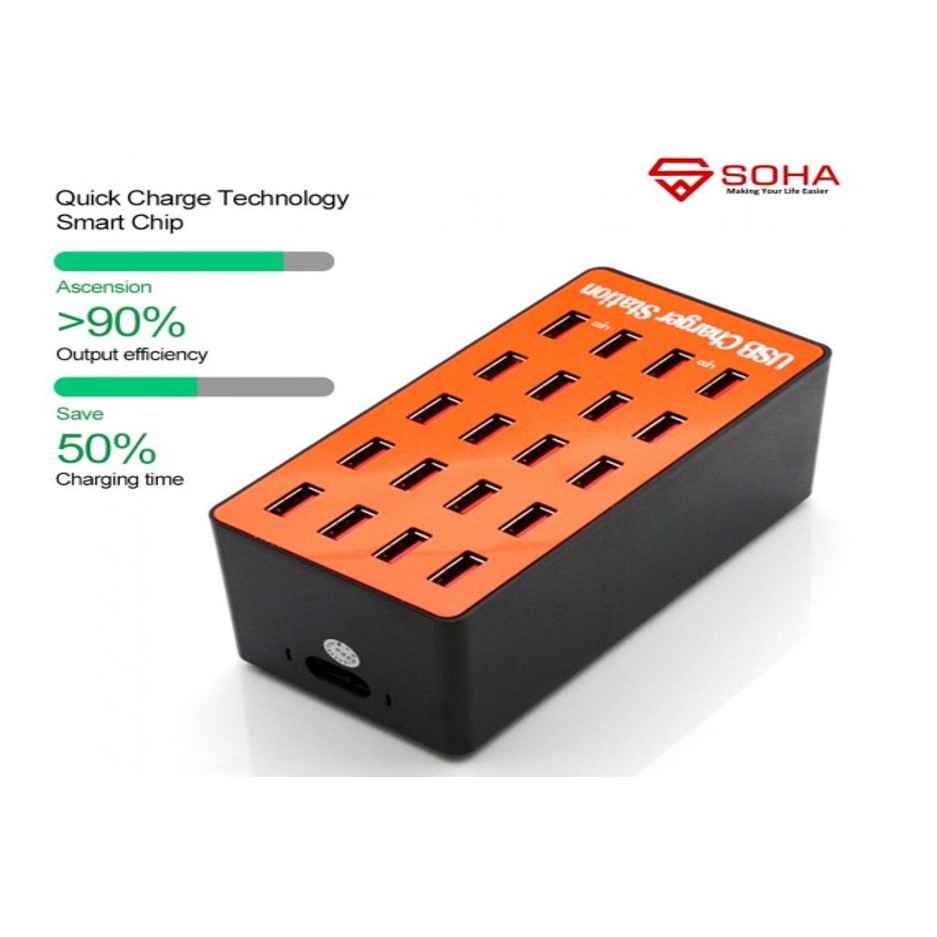 MP-01 SOHA A5 Charger Multi Port Terdapat 20 Port USB 20 Ampere Fast Charging + Outputnya Automati