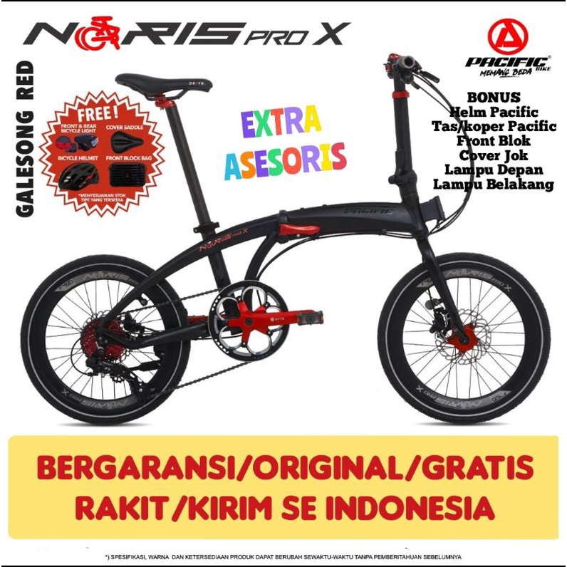 PACIFIC NORIS PRO X Sepeda Lipat 20 Alloy Shimano 8 Speed Original Garansi 5 Tahun