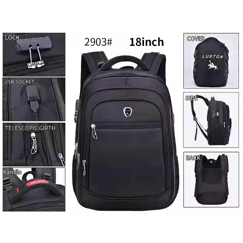 Tas ransel laptop polo luxton  import anti air, pria wanita USB PORT