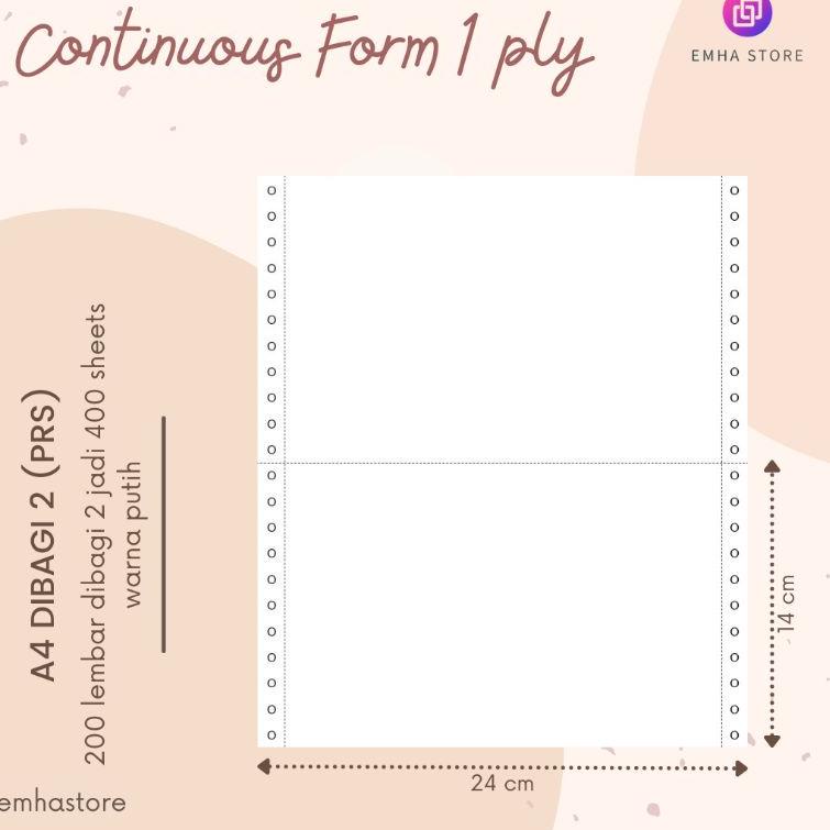 

[PROMO H9N67] Kertas Continuous Form Struk PPOB PLN A4 Dibagi 2 1 Ply 200 Lembar Ready Stock