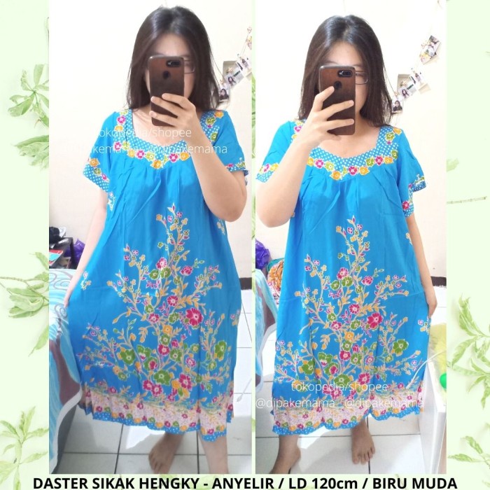 Daster Hengky Sikak ANYELIR TERBARU SEPATU BINTANG roda Baju Tidur Daster Batik Murah Harga Pabrik DASTER WANITA TERLARIS-ANYELIR-Biru Muda