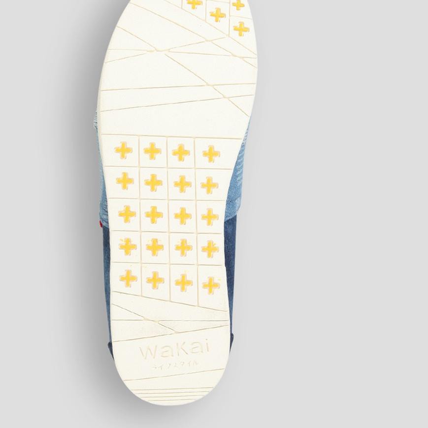 ƑōF Wakai Footwear Wanita Slip-On Cw196 Atsui Ripped Blue .