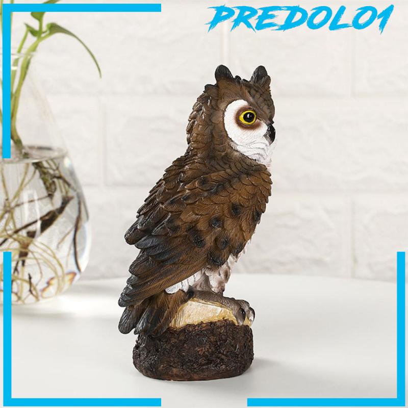 [PREDOLO1] Realistic Horned Owl Decoy Bird Scarecrow for Yard Garden Statues Ornament Brown