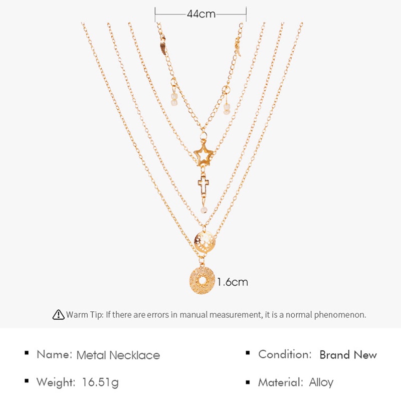 Kalung Rantai Multi Layer Dengan Liontin Bintang Gaya Retro Eropa Amerika