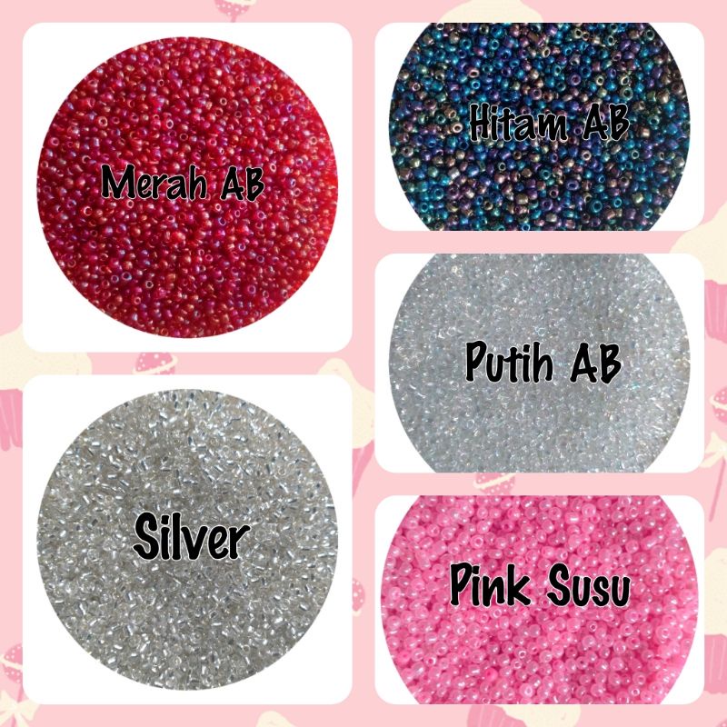 Manik Mote  Payet Pasir Pelangi &amp; Lined  Ukura 8/0 - 3mm - 10 Gram