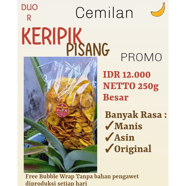 

Keripik Pisang Duo R Renyah Gurih Keriukkk 250g dijamin renyahh bangetttt FREE TASTER 1PCS