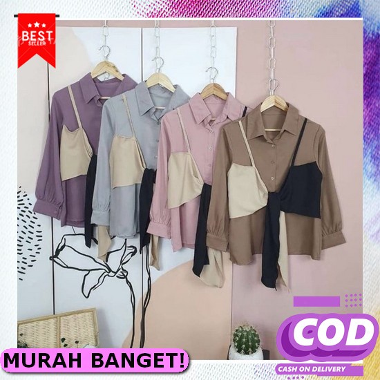 Kemeja Oversize Hem Cewek Korea Besar Terbaru Kekinian Big Size Ld 96 Mgc Zhara Blouse