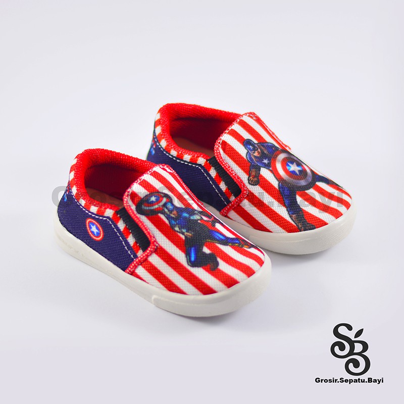 sepatu anak laki laki slip on motif superhero murah