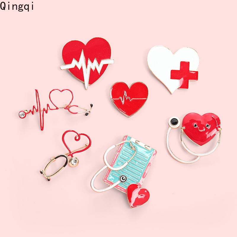 Bros Pin Enamel Bentuk Stetoskop Hati Electrocardiogram Untuk Hadiah Kelulusan